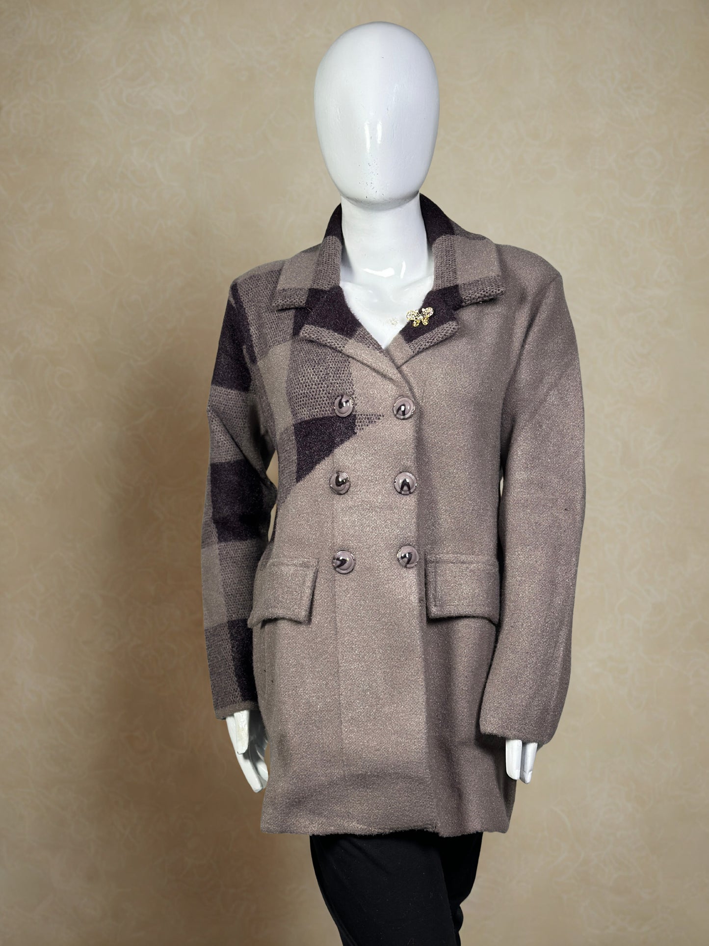 Warm and Stylish Double-Button Coat Collar Long Sweater