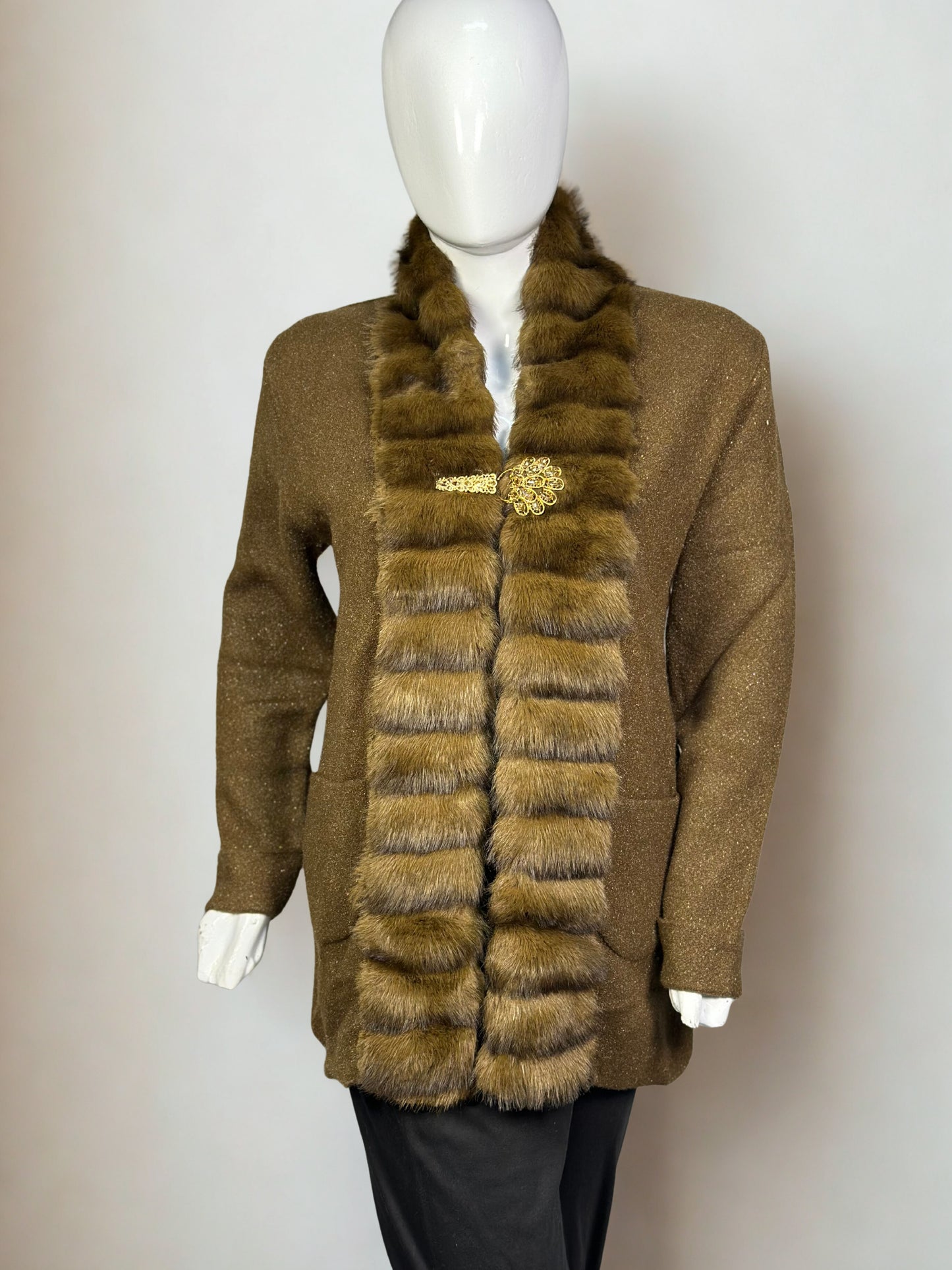 Furr Trim Wool Sweater Coat