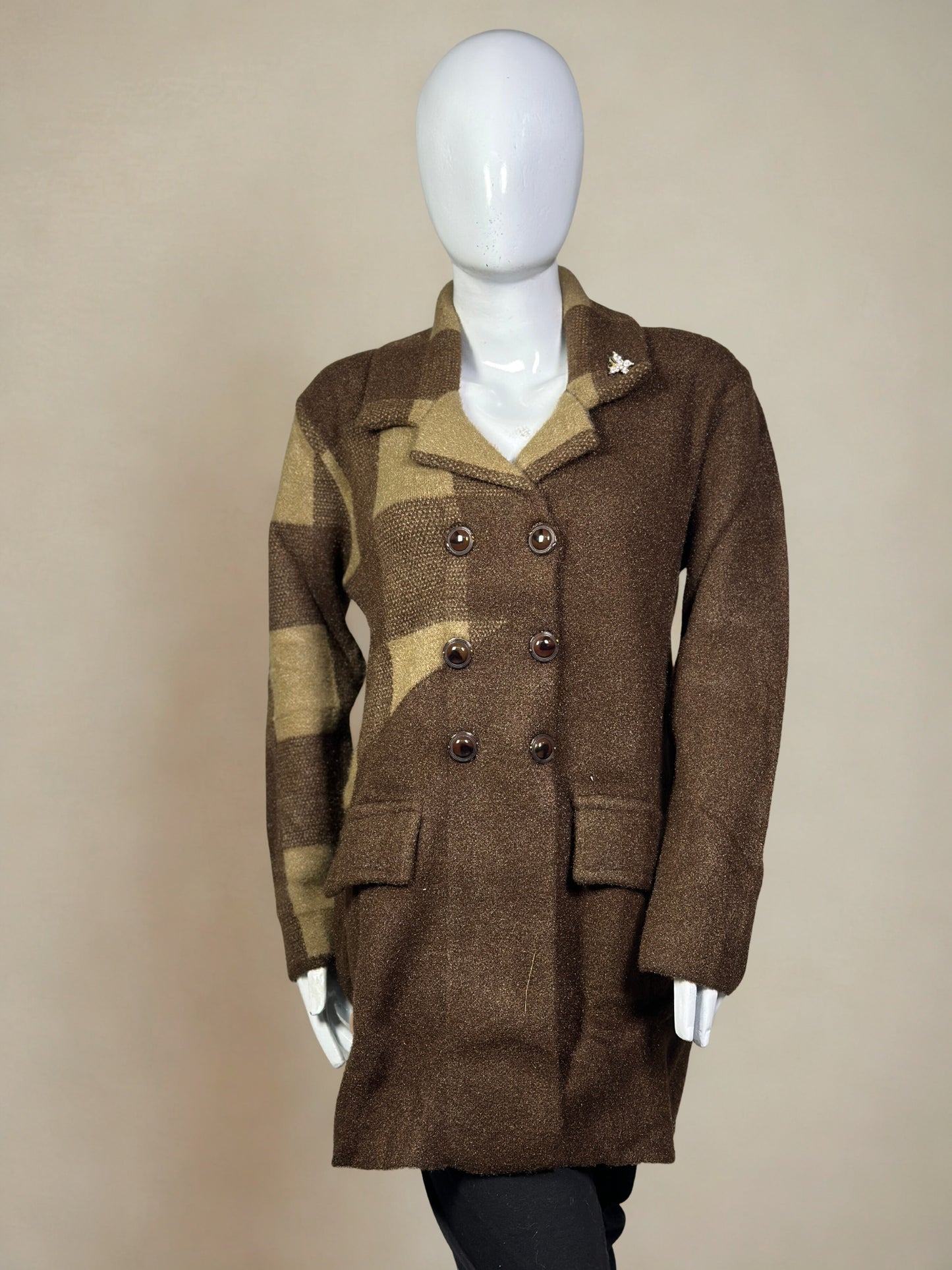 Warm and Stylish Double-Button Coat Collar Long Sweater