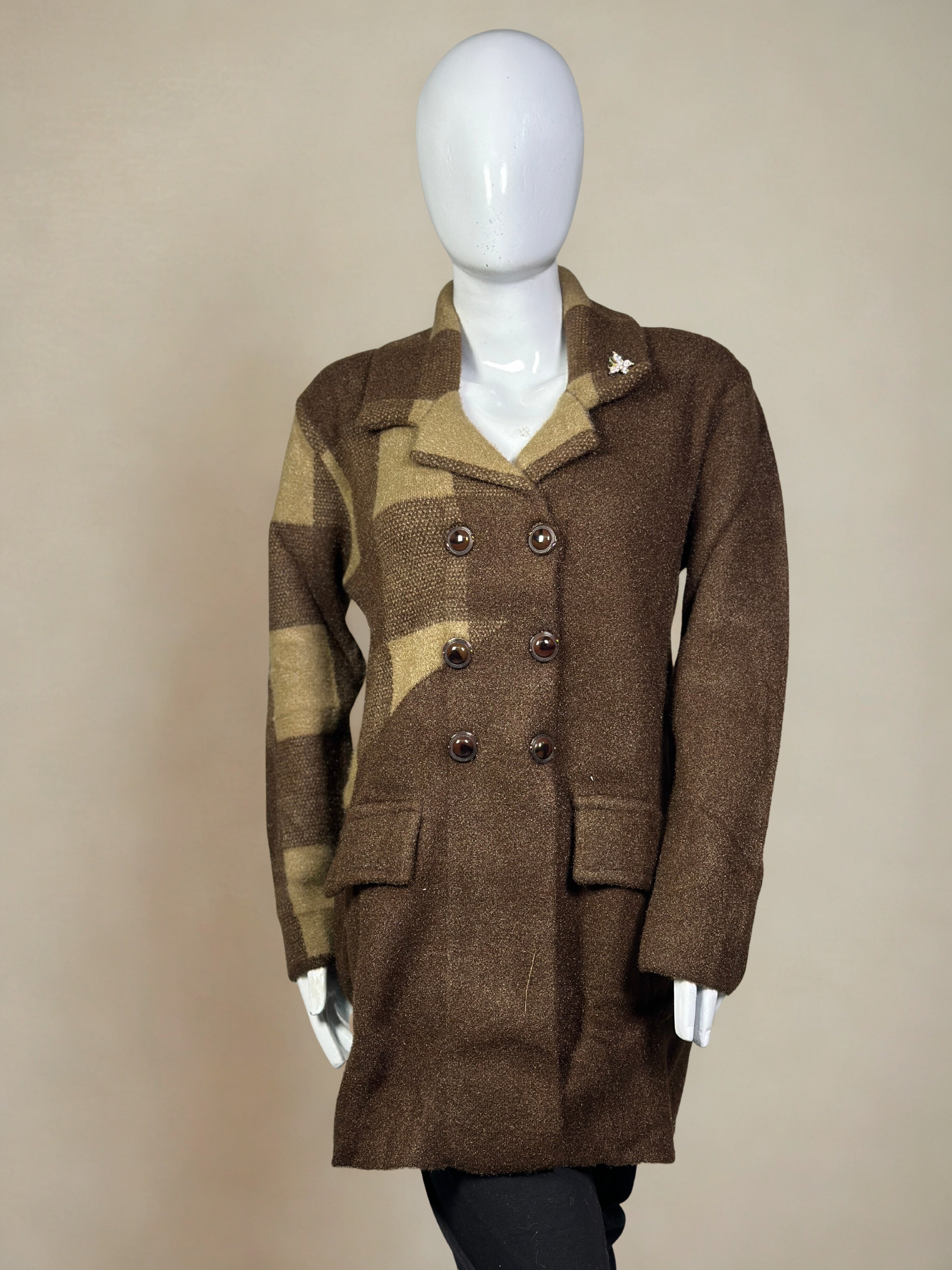 Warm and Stylish Double-Button Coat Collar Long Sweater