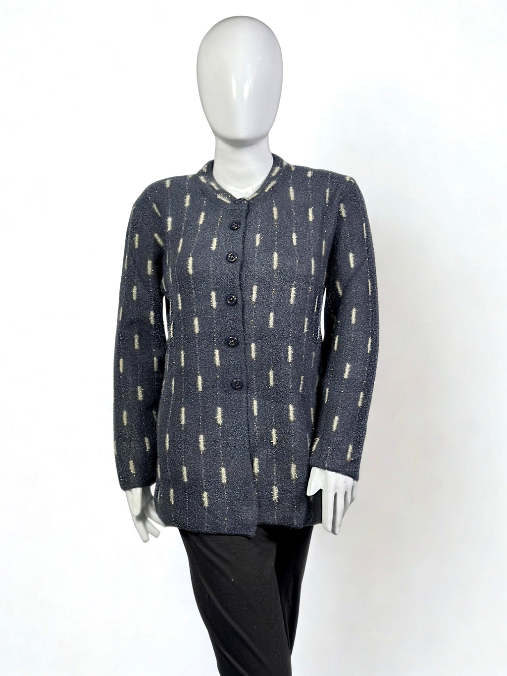 Classic Wool Cardigan – Minimalist Pattern Button-Down Sweater