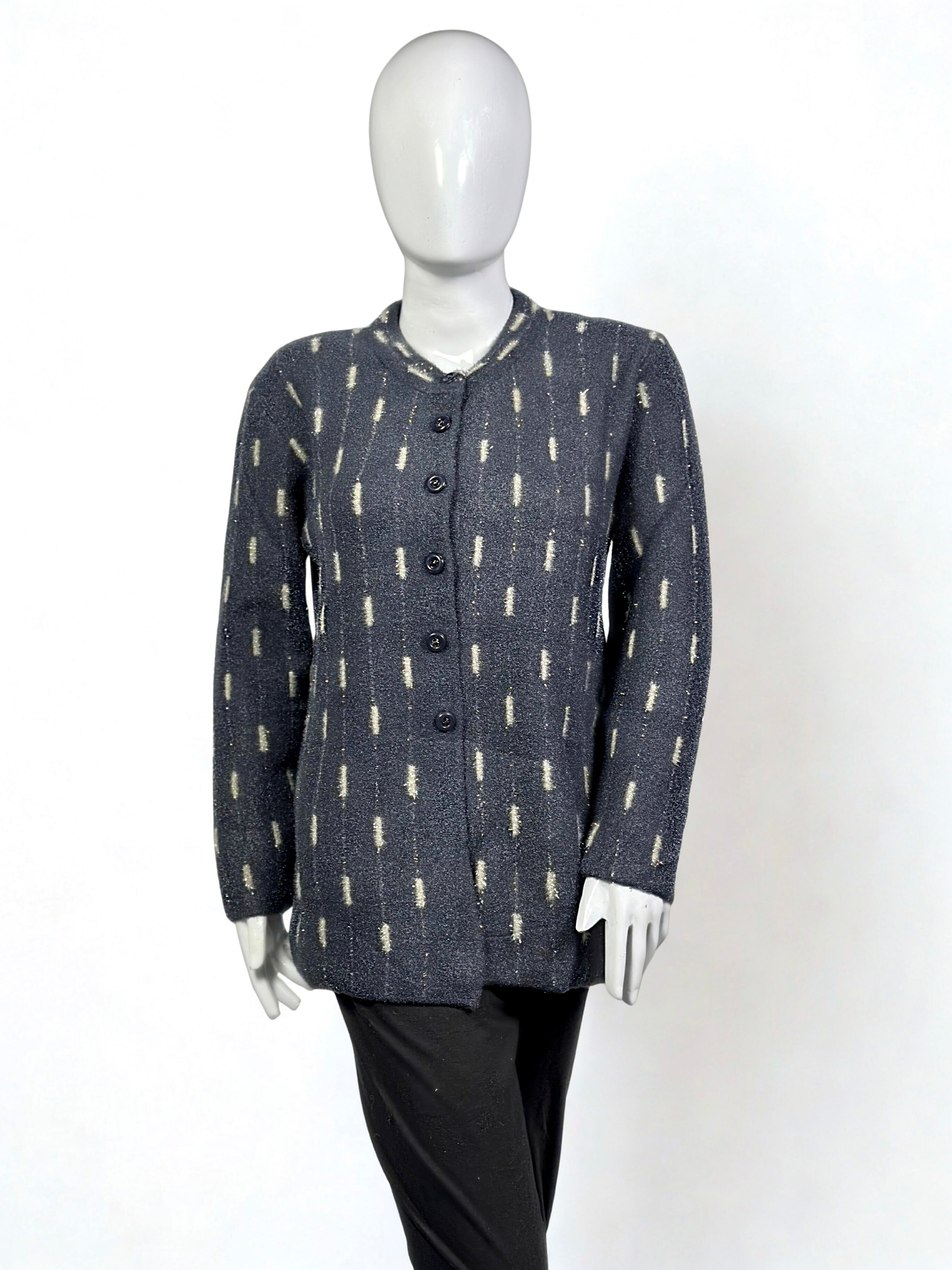 Classic Wool Cardigan – Minimalist Pattern Button-Down Sweater