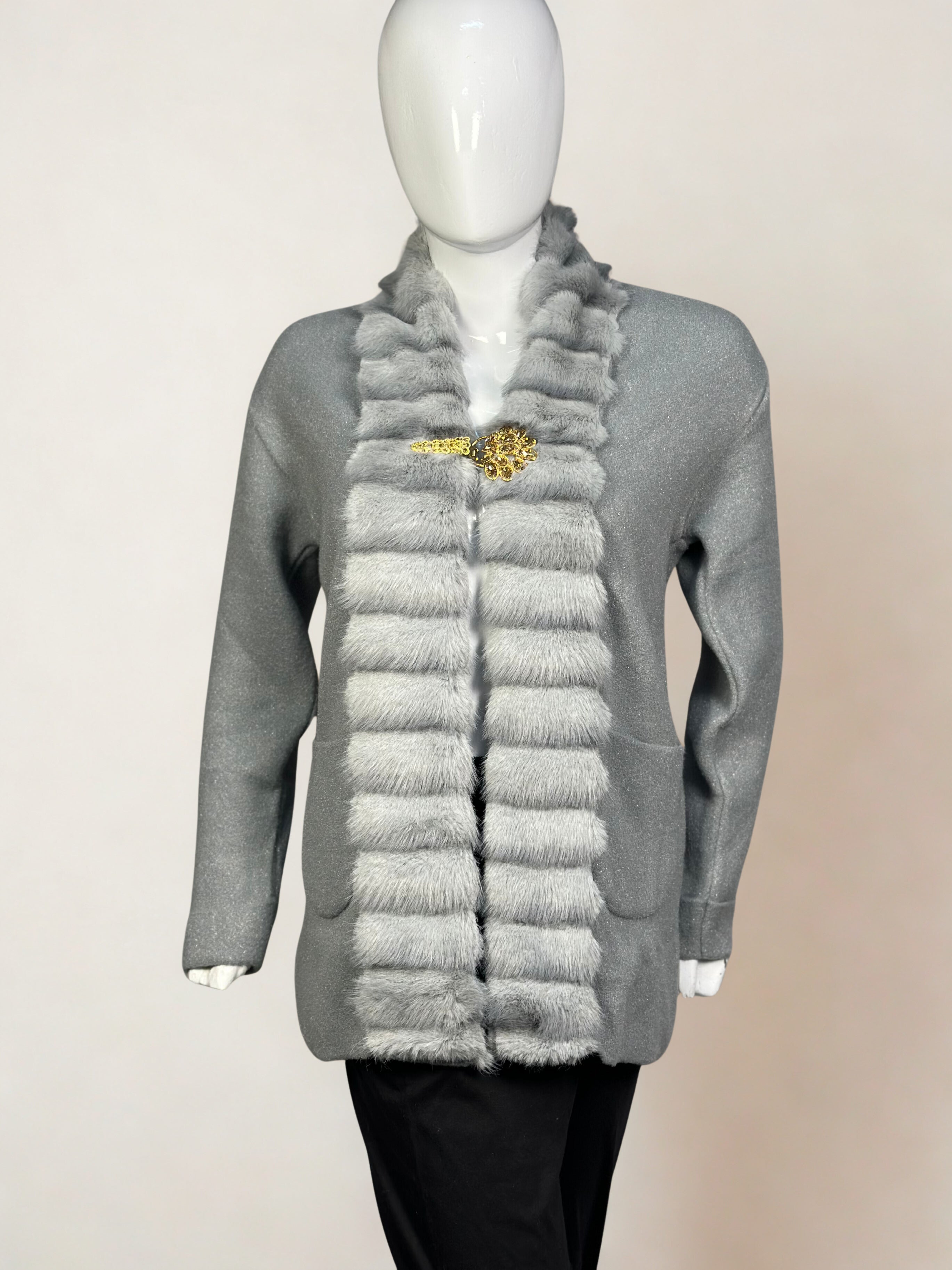 Furr Trim Wool Sweater Coat