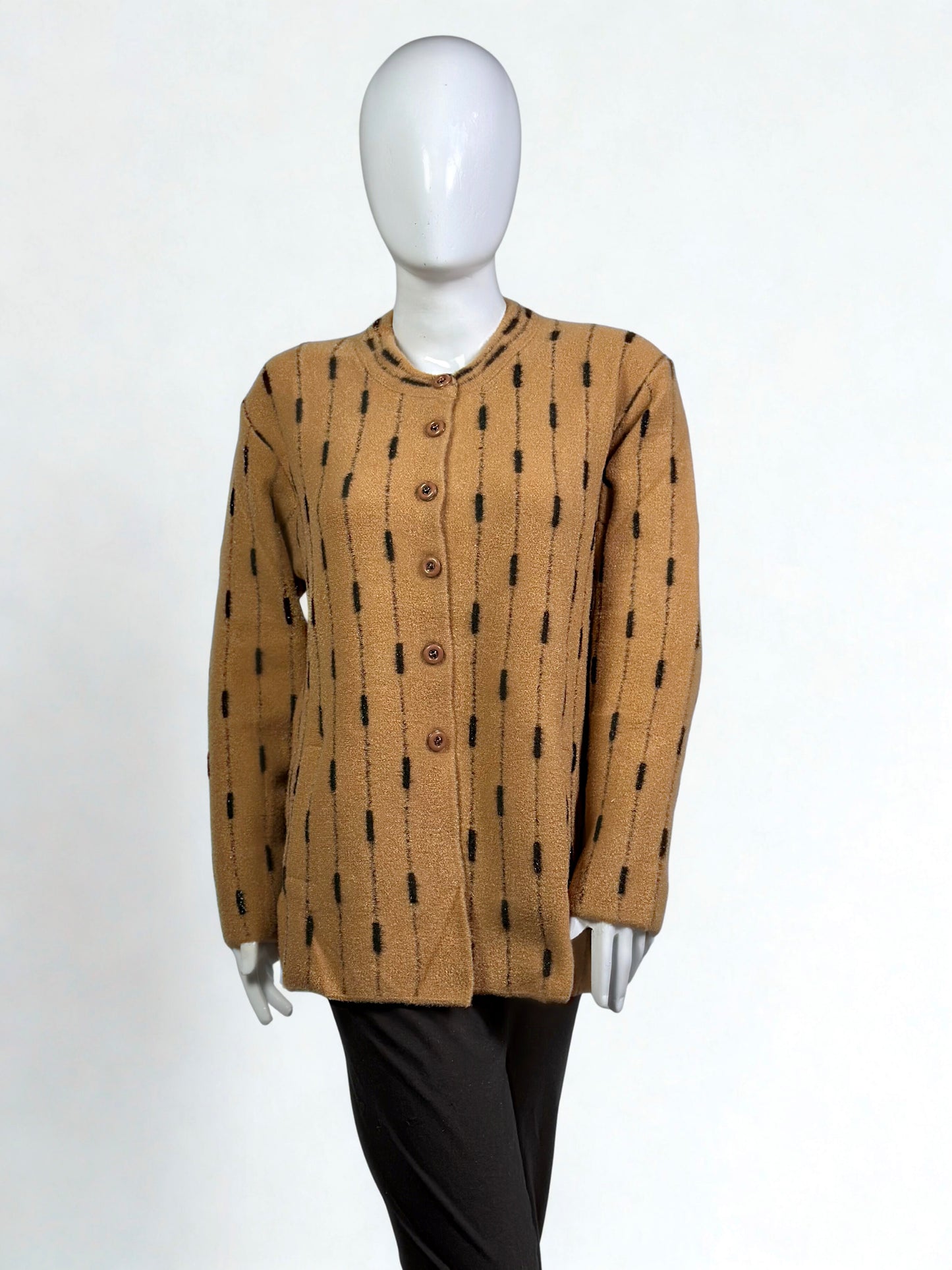 Classic Wool Cardigan – Minimalist Pattern Button-Down Sweater