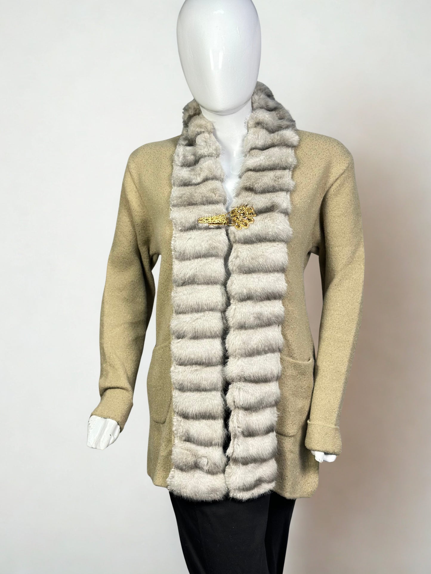 Furr Trim Wool Sweater Coat