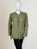 Embroidered Crystal Wool Double Button Coat