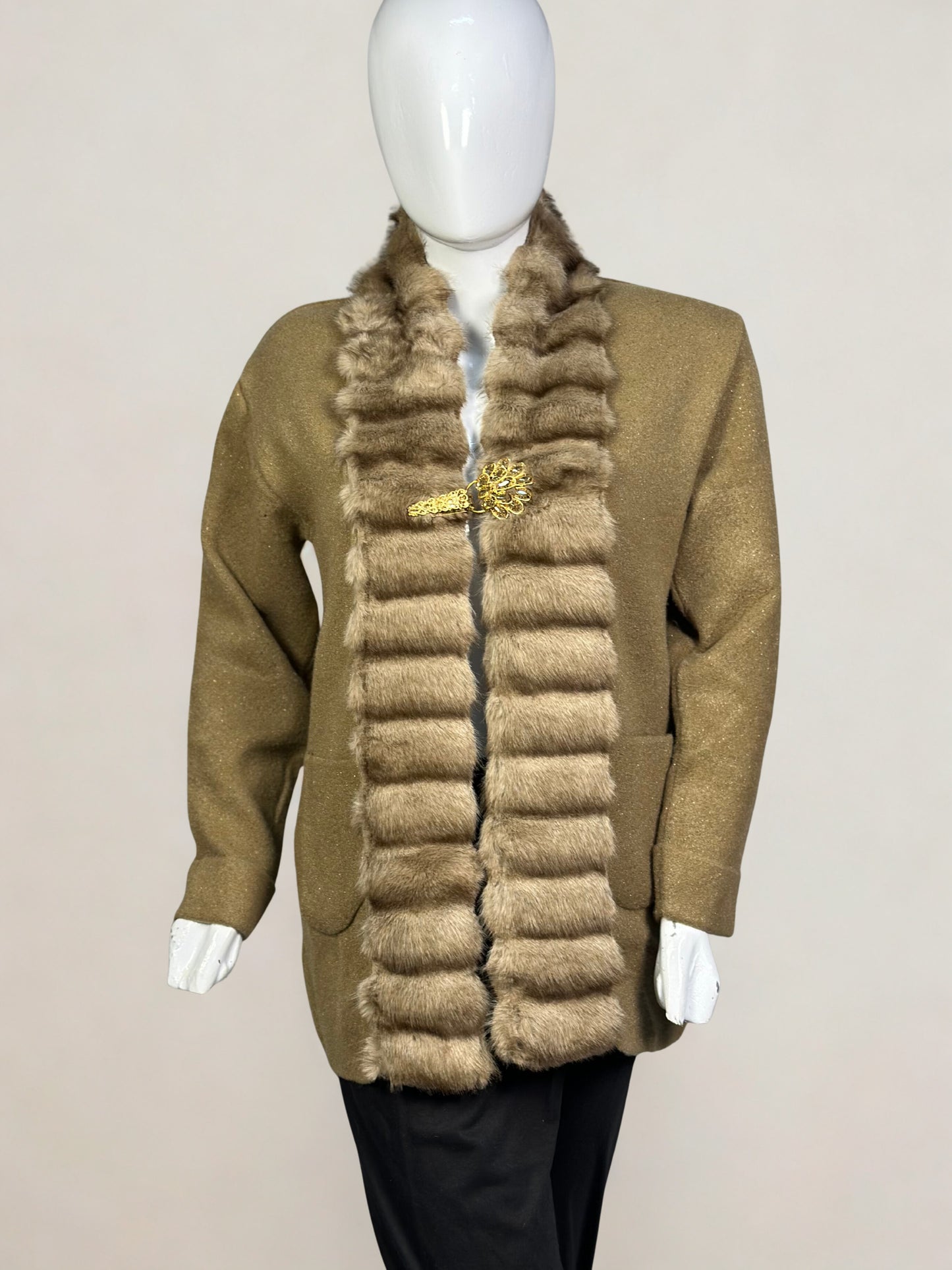 Furr Trim Wool Sweater Coat