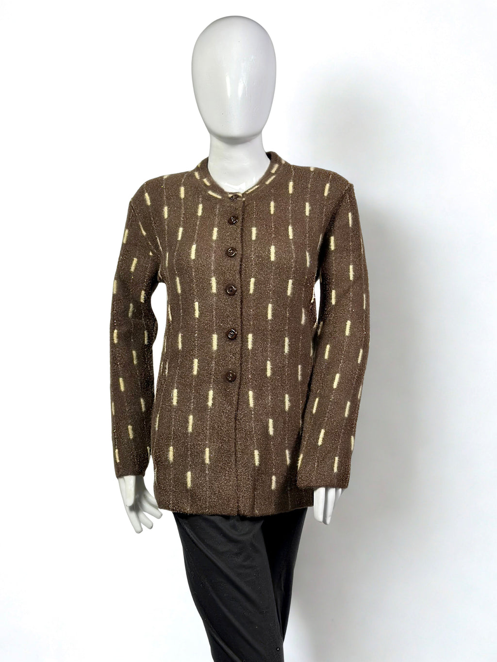 Classic Wool Cardigan – Minimalist Pattern Button-Down Sweater