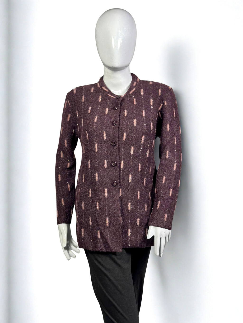 Classic Wool Cardigan – Minimalist Pattern Button-Down Sweater